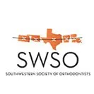 SWSO logo featuring orange train illustration with text for Southern Wisconsin Society of Orthodontists.