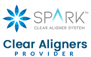 Spark Clear Aligner System logo and Clear Aligners Provider badge for Emerson Orthodontics